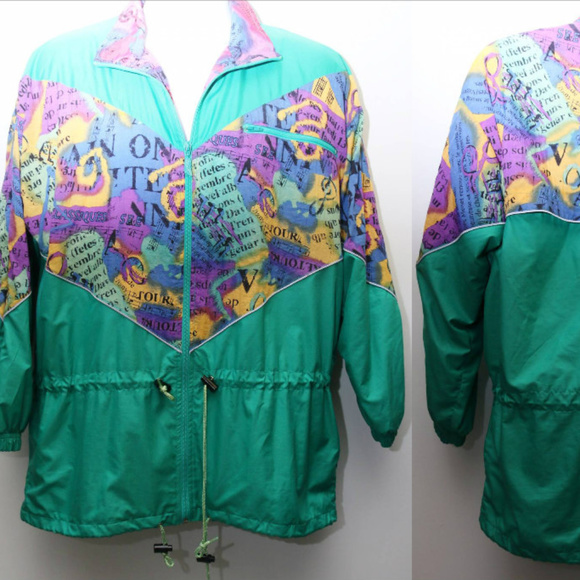 9s Vintage Reebok Patterned Windbreaker 